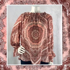 BELLE SKY WOMENS BOHO TOP M